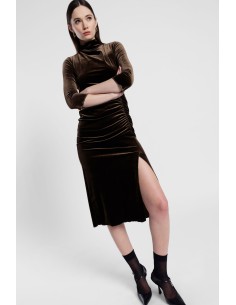 Robe longue drapée à manches trois quarts Dixie