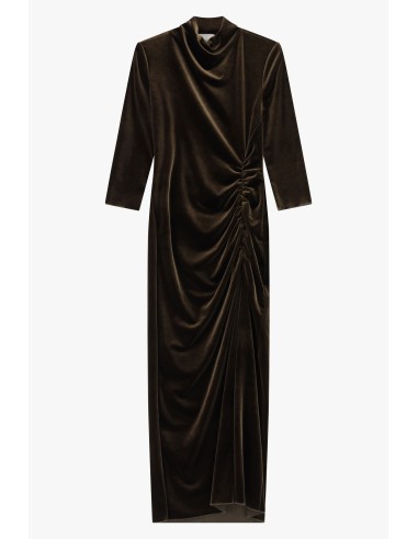 Robe longue drapée à manches trois quarts Dixie