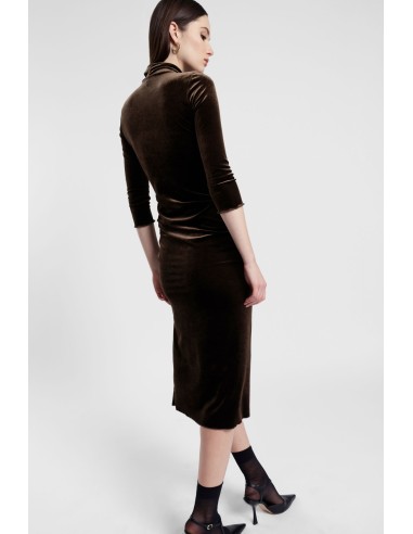 Robe longue drapée à manches trois quarts Dixie