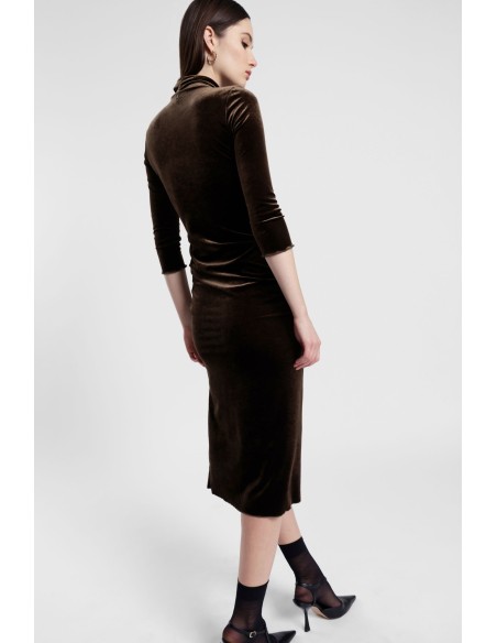 Robe longue drapée à manches trois quarts Dixie