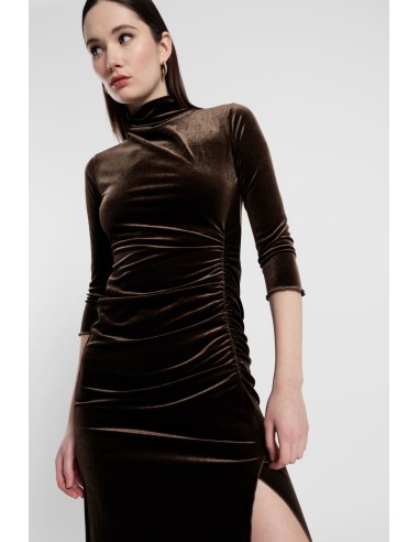 Robe longue drapée à manches trois quarts Dixie
