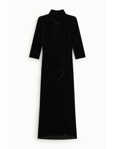 Robe longue drapée à col montant Dixie