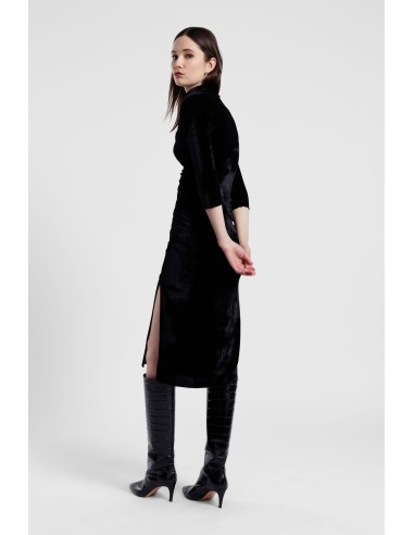 Robe longue drapée à col montant Dixie