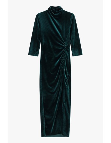 Robe longue drapée à col montant Dixie