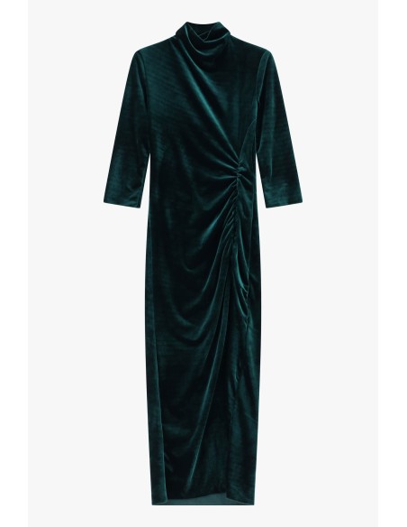 Robe longue drapée à col montant Dixie