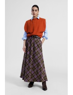 Jupe midi évasée à motif écossais Dixie