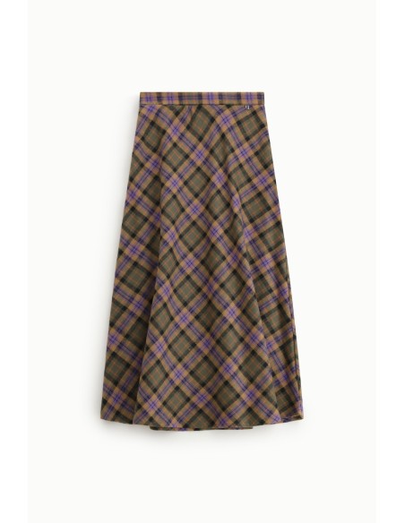 Jupe midi évasée à motif écossais Dixie