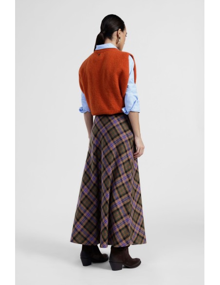 Jupe midi évasée à motif écossais Dixie