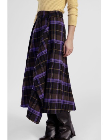 Dixie geruite rok met asymmetrische plooien