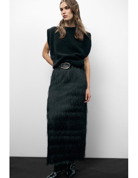 Lange rok met bontlooktextuur Dixie
