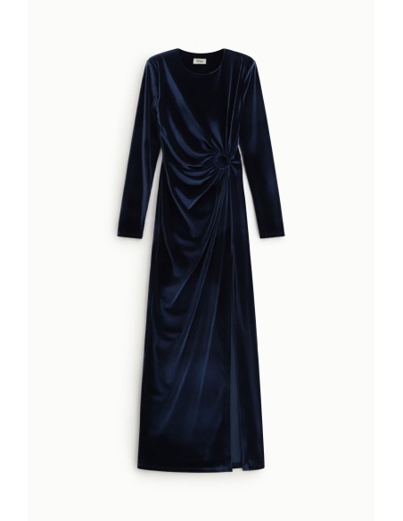 Robe longue drapée avec découpes et fente Dixie