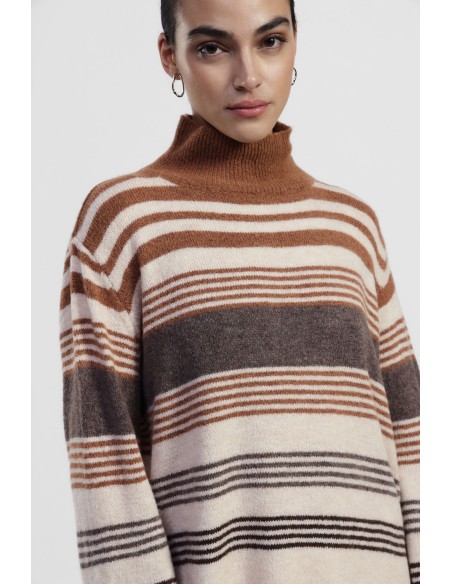 Gestreepte trui met hoge kraag en lange mouwen Dixie