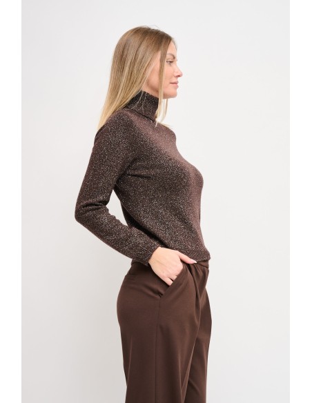 Maryley - Tricot à col montant en Lurex