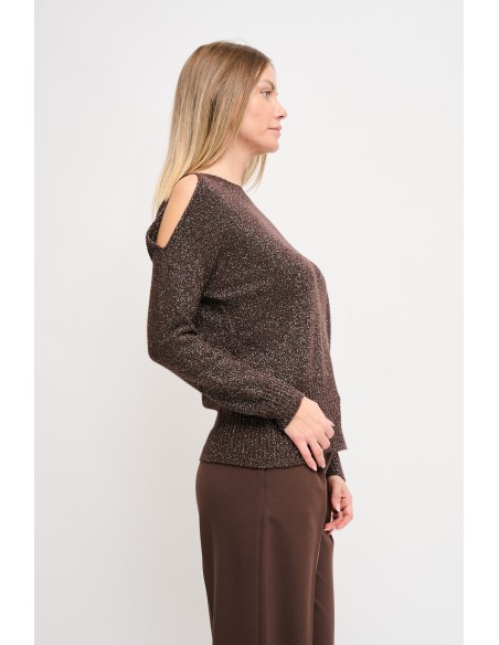 Lurex trui met cut-out Maryley