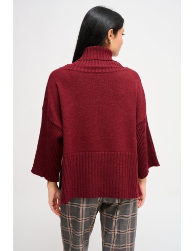 Maryley Col roulé oversize à manches 3/4