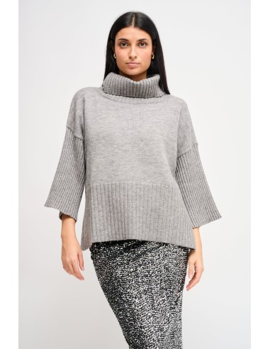 Maryley Col roulé oversize à manches 3/4