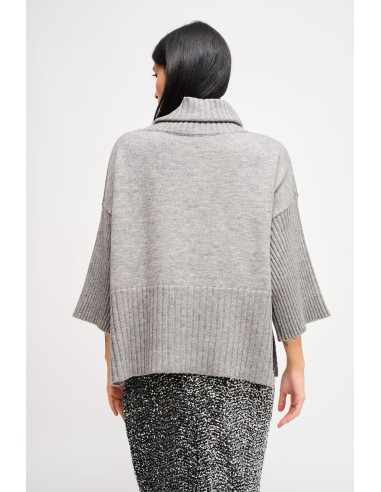 Maryley Col roulé oversize à manches 3/4