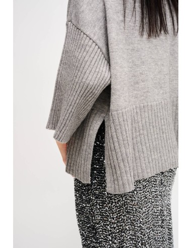 Maryley Col roulé oversize à manches 3/4