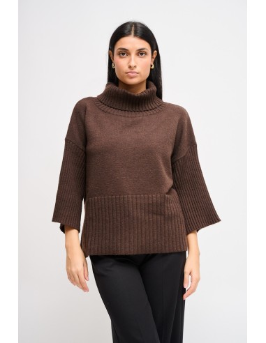 Maryley Col roulé oversize à manches 3/4