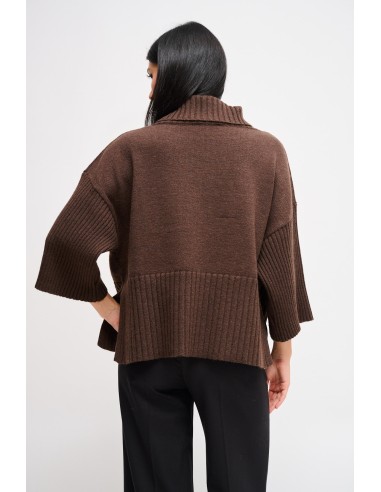 Maryley Col roulé oversize à manches 3/4