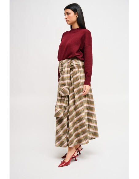 Geruite rok met knoop en mouweneffect Maryley