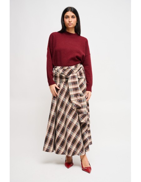 Geruite rok met knoop en mouweneffect Maryley