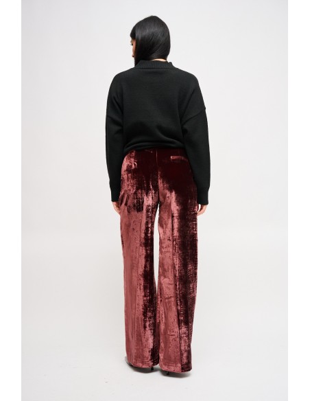 Pantalon palazzo en velours lisse Maryley