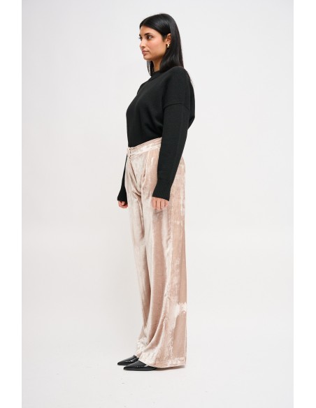 Pantalon palazzo en velours lisse Maryley