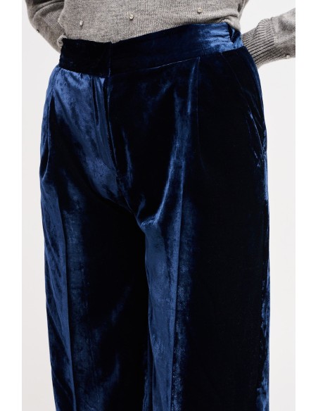 Pantalon palazzo en velours lisse Maryley