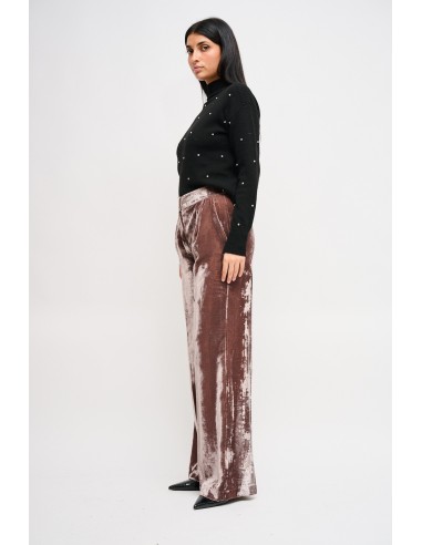 Pantalon palazzo en velours lisse Maryley