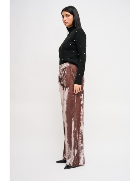 Pantalon palazzo en velours lisse Maryley