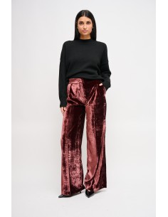 Pantalon palazzo en velours lisse Maryley