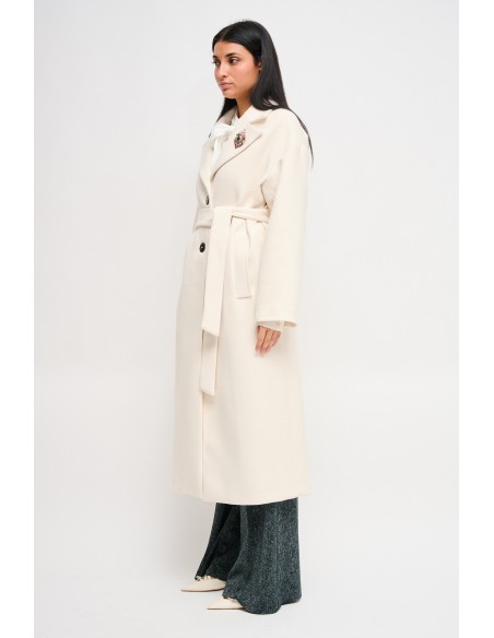 Manteau avec ceinture et épingle à bijoux Maryley