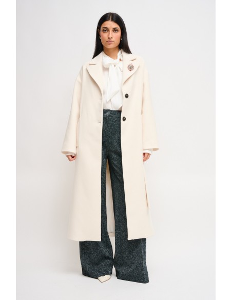 Manteau avec ceinture et épingle à bijoux Maryley