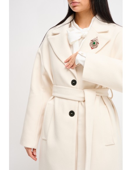 Manteau avec ceinture et épingle à bijoux Maryley
