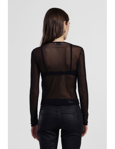 Dixie T-shirt met lange mouwen en transparant effect