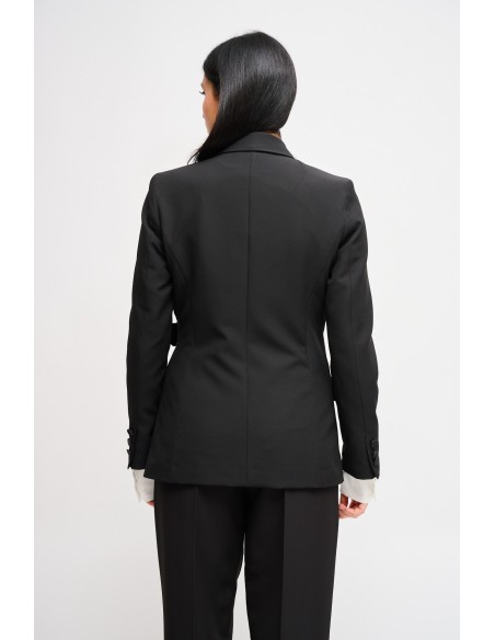 Veste avec revers en satin et ceinture Maryley