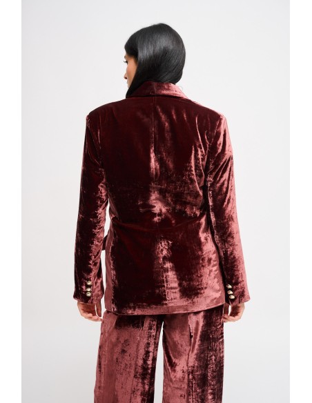 Maryley - Veste en velours lisse à double boutonnage