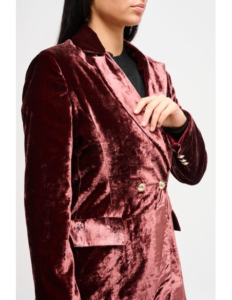 Maryley - Veste en velours lisse à double boutonnage