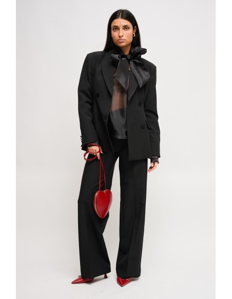 Maryley - Veste à double boutonnage avec détails en satin