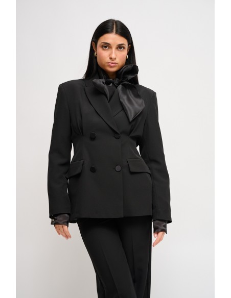 Maryley - Veste à double boutonnage avec détails en satin