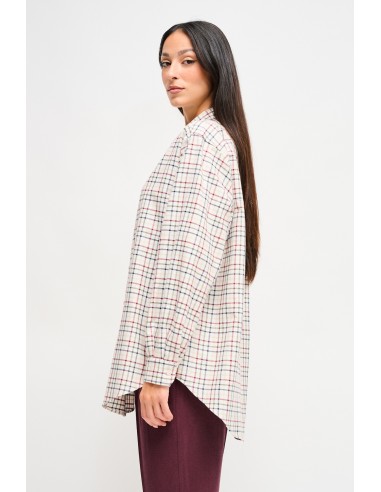 Maryley - Chemise à carreaux avec broche ornée de bijoux