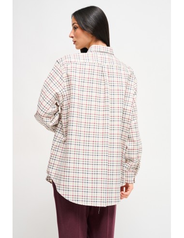 Maryley - Chemise à carreaux avec broche ornée de bijoux