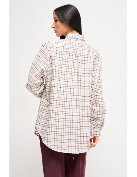 Maryley - Chemise à carreaux avec broche ornée de bijoux