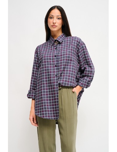Maryley - Chemise à carreaux avec broche ornée de bijoux