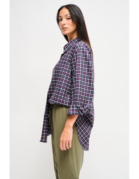 Geruite oversized blouse met juweelspeld Maryley