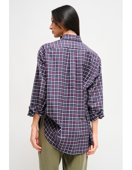 Geruite oversized blouse met juweelspeld Maryley