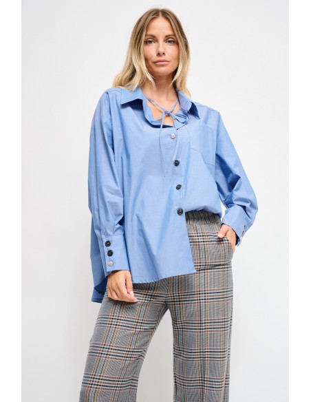 Oversized katoenen blouse met trekkoord van Maryley