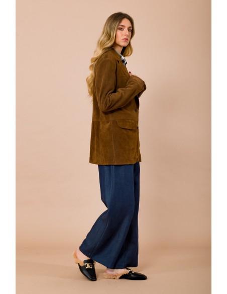 Maryley Vivid Cut Crust Jacket With Wing Pockets (veste en croûte à coupe vive avec poches latérales)