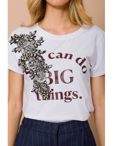 T-shirt « You Can Do Big Things » avec application bijou Maryley